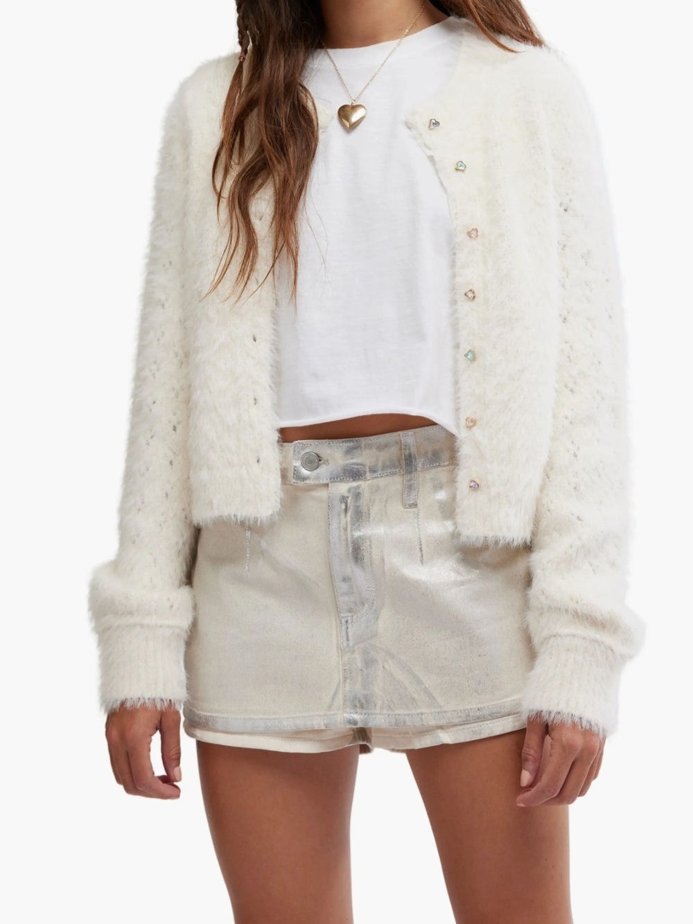 We The Free Gallivanting Metallic Peekaboo Skort